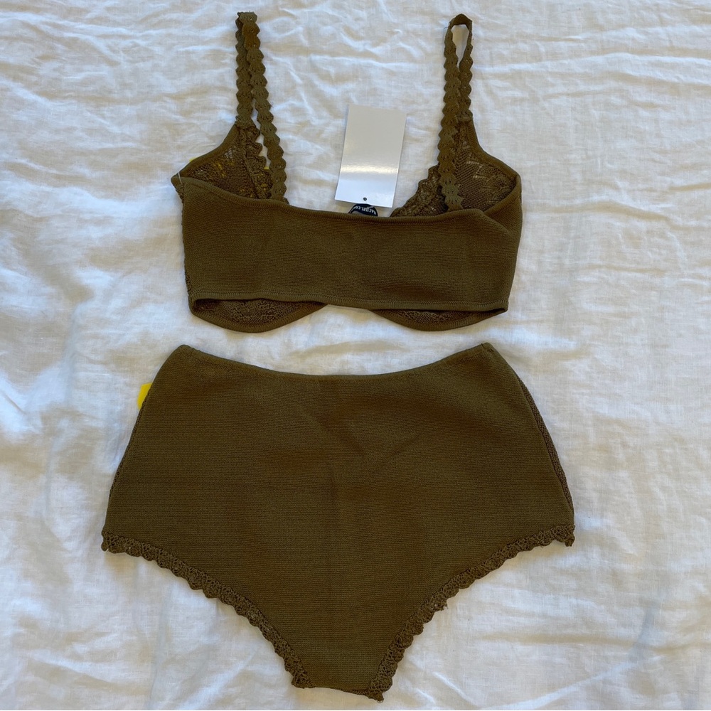 Rachel Comey Olive Green Crochet Two Piece Set Sz 2 - Picture 2 of 5